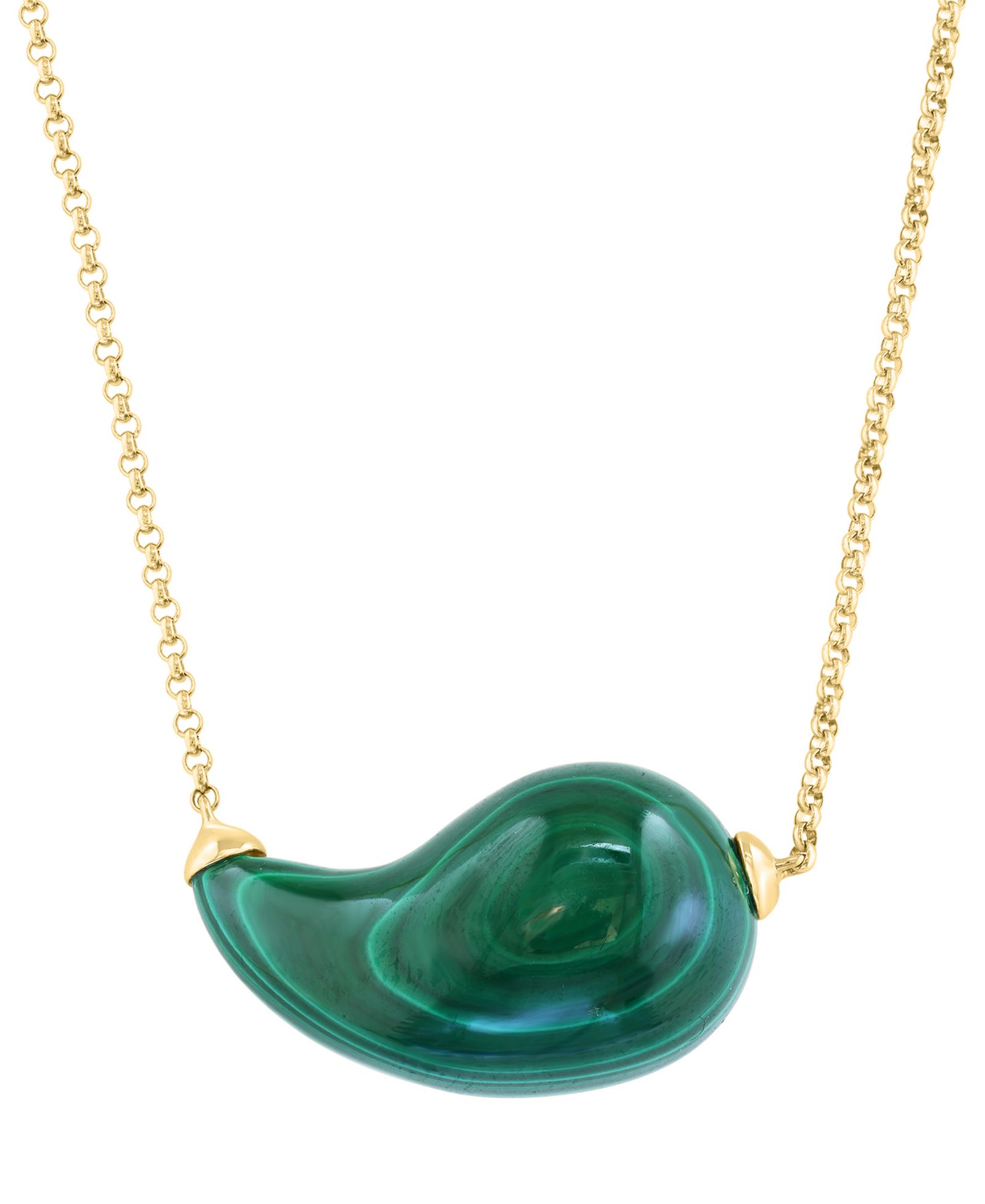 Ожерелье EFFY® Malachite Curved Teardrop Pendant in 14k Gold 15" + 1" extender