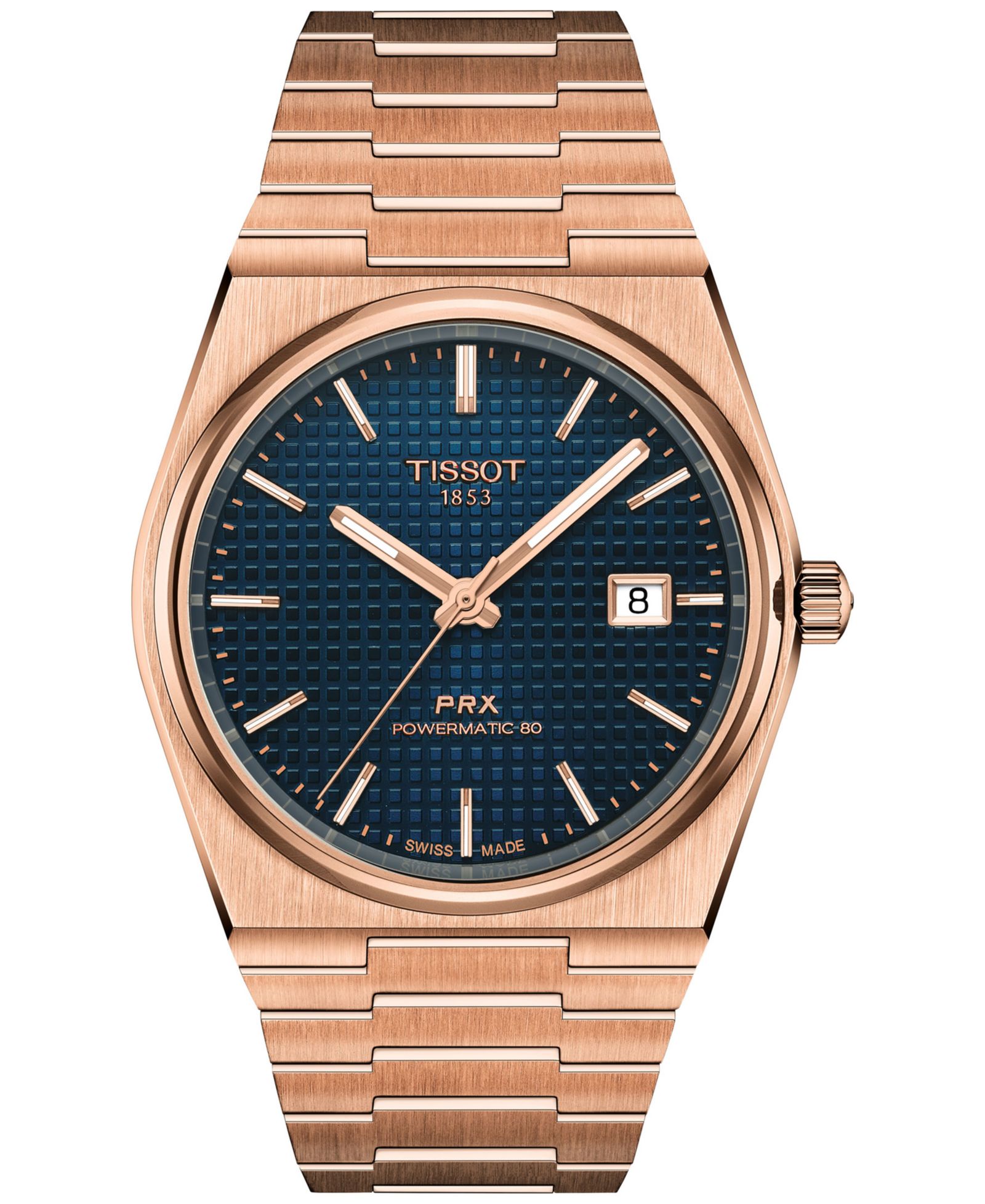 Tissot Men's Swiss Automatic PRX Powermatic 80 Rose Gold PVD Stainless Steel Bracelet Watch 40mm