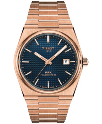 Мужские швейцарские автоматические часы Tissot PRX Powermatic 80 Rose Gold PVD Stainless Steel 40mm