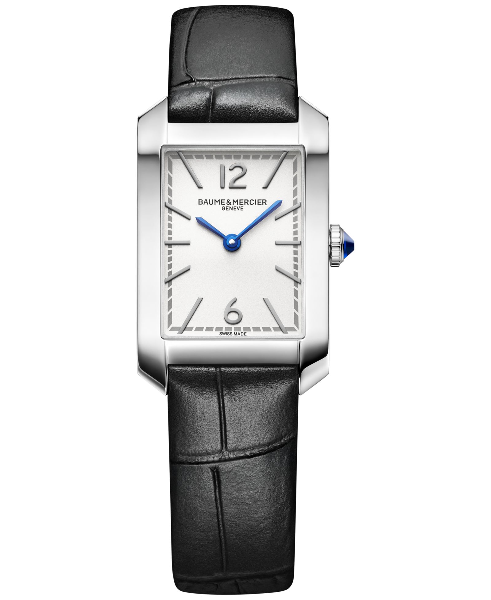 Baume & Mercier Women's Swiss Hampton Black Leather Strap Watch 35x22mm