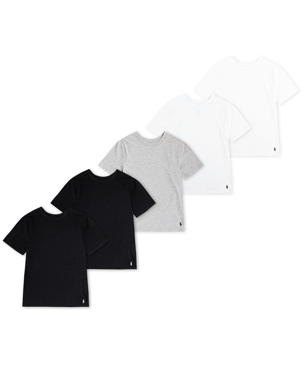 Polo Ralph Lauren Big Boys Crewneck Undershirts, 5 Pack