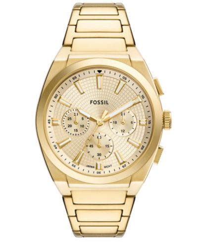 Мужские часы Fossil Everett Chronograph Gold-Tone Stainless Steel 44mm