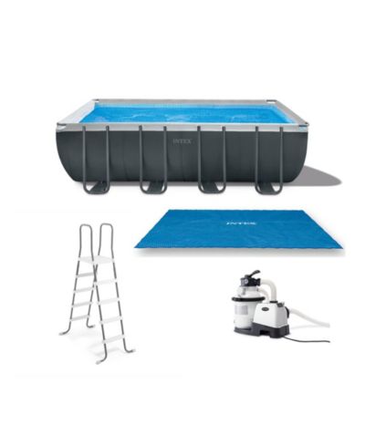 INTEX Ultra 18'x 9'x52" Ultra XTR Rectangular Frame Swimming Pool and Solar Cover