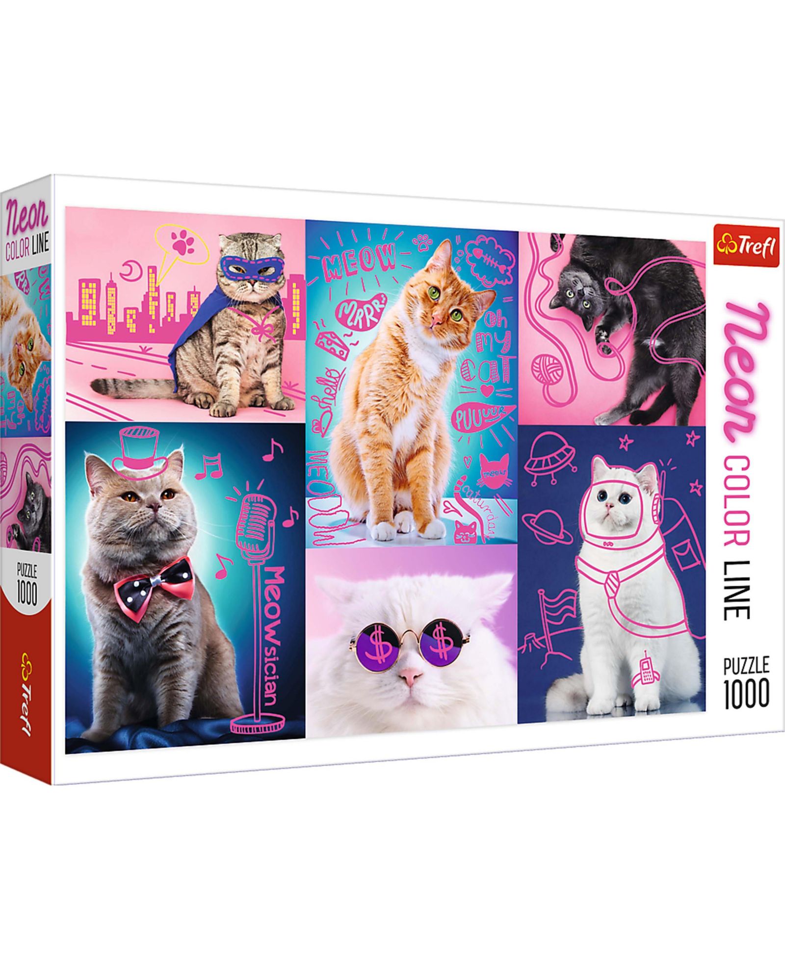 Пазл Trefl Red Neon Color Line 1000 Piece Super cats