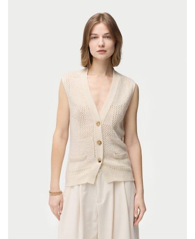 Gobi Cashmere Women's Mixed Pattern Cashmere Vest
