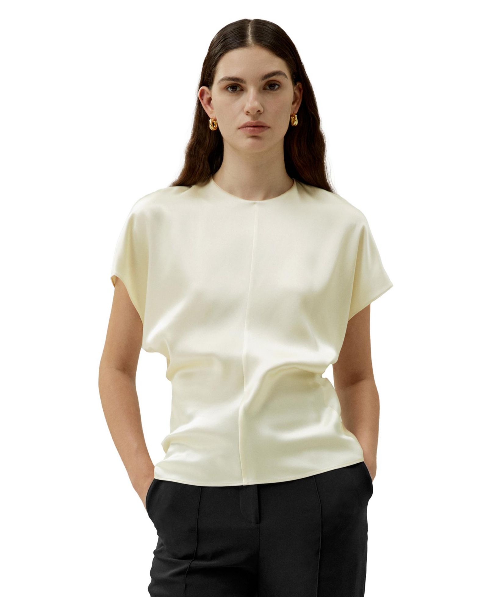 Women's Short Batwing Sleeve Silk Contour Top