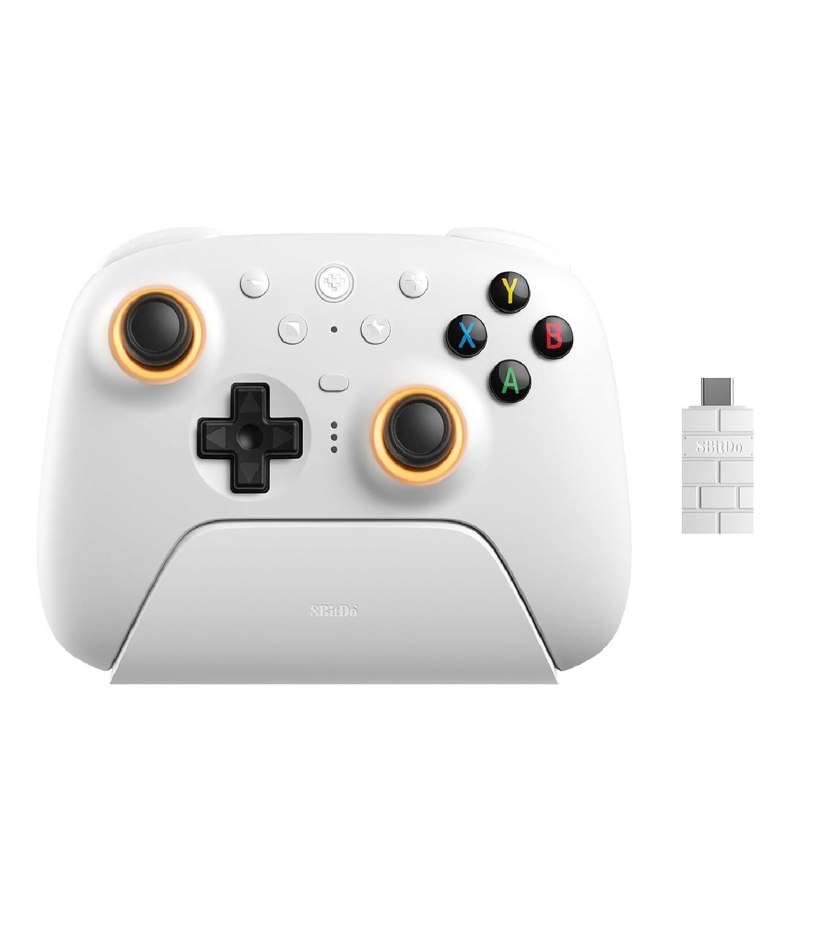 8BitDo Ultimate 2 Wireless Controller with Hall Effect Triggers, TMR Joysticks and Integrated Charging Dock - White - 81HE01