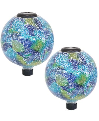 Sunnydaze Decor Glass Mosaic Garden Gazing Globe with Solar Light - 10"