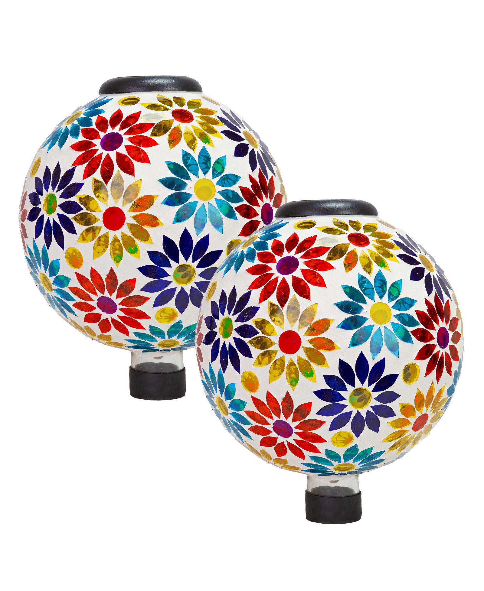 Sunnydaze Decor Glass Mosaic Garden Gazing Globe with Solar Light - 10"