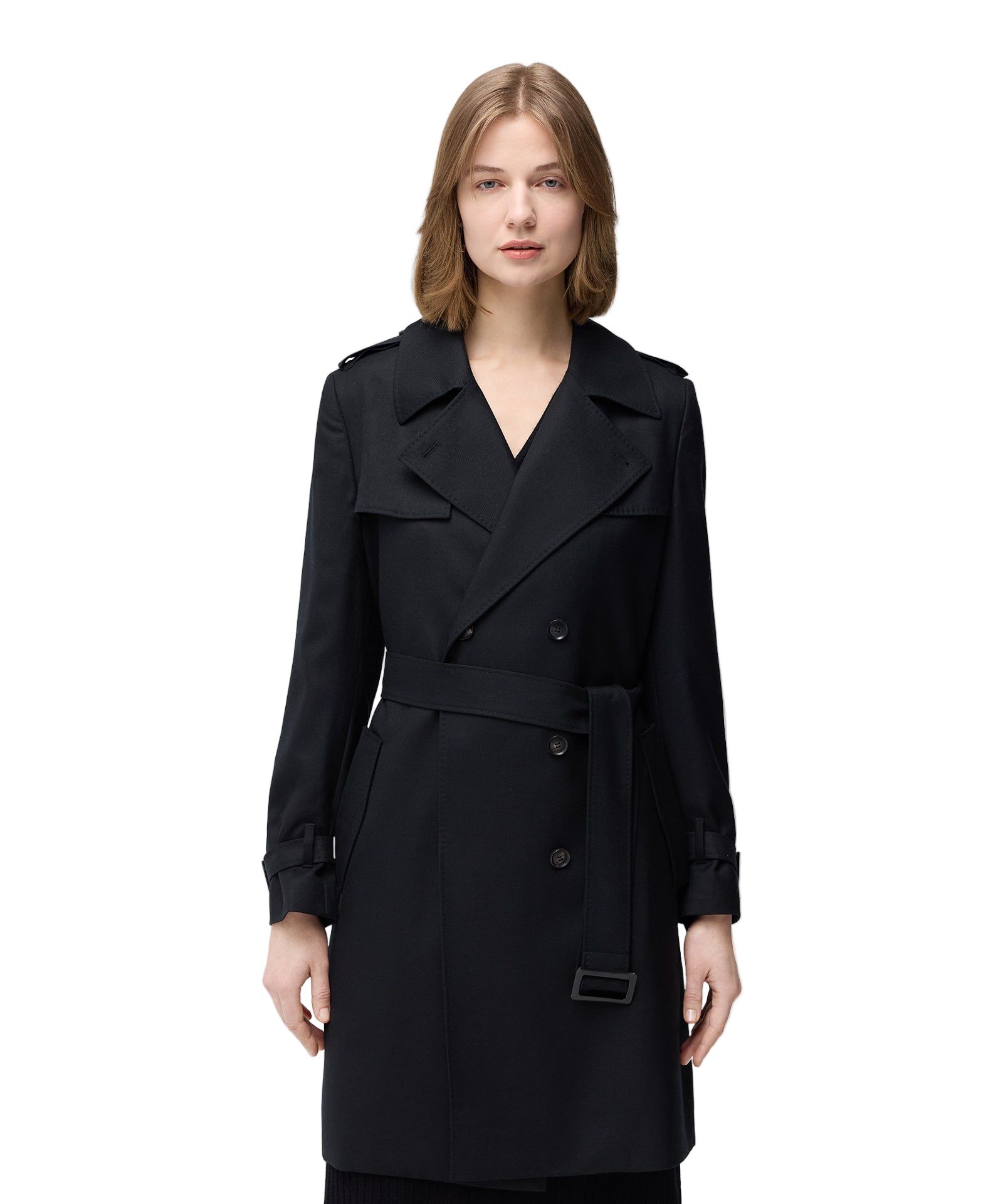 Женский кашемировый тренч Gobi Cashmere Double Breasted Black