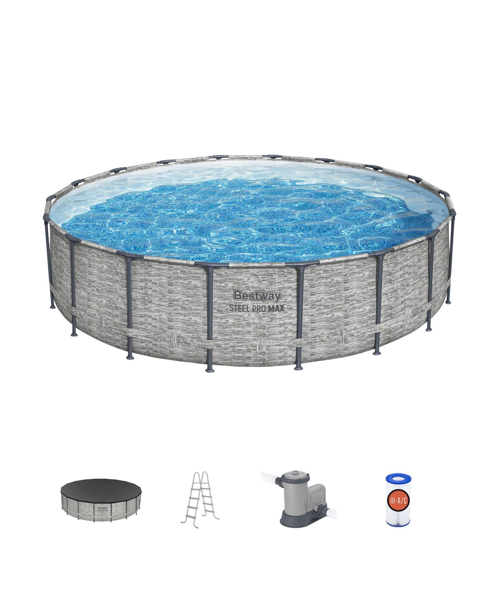 Наземный круглый бассейн Bestway Steel Pro MAX 18'x48" с насосом и покрывалом