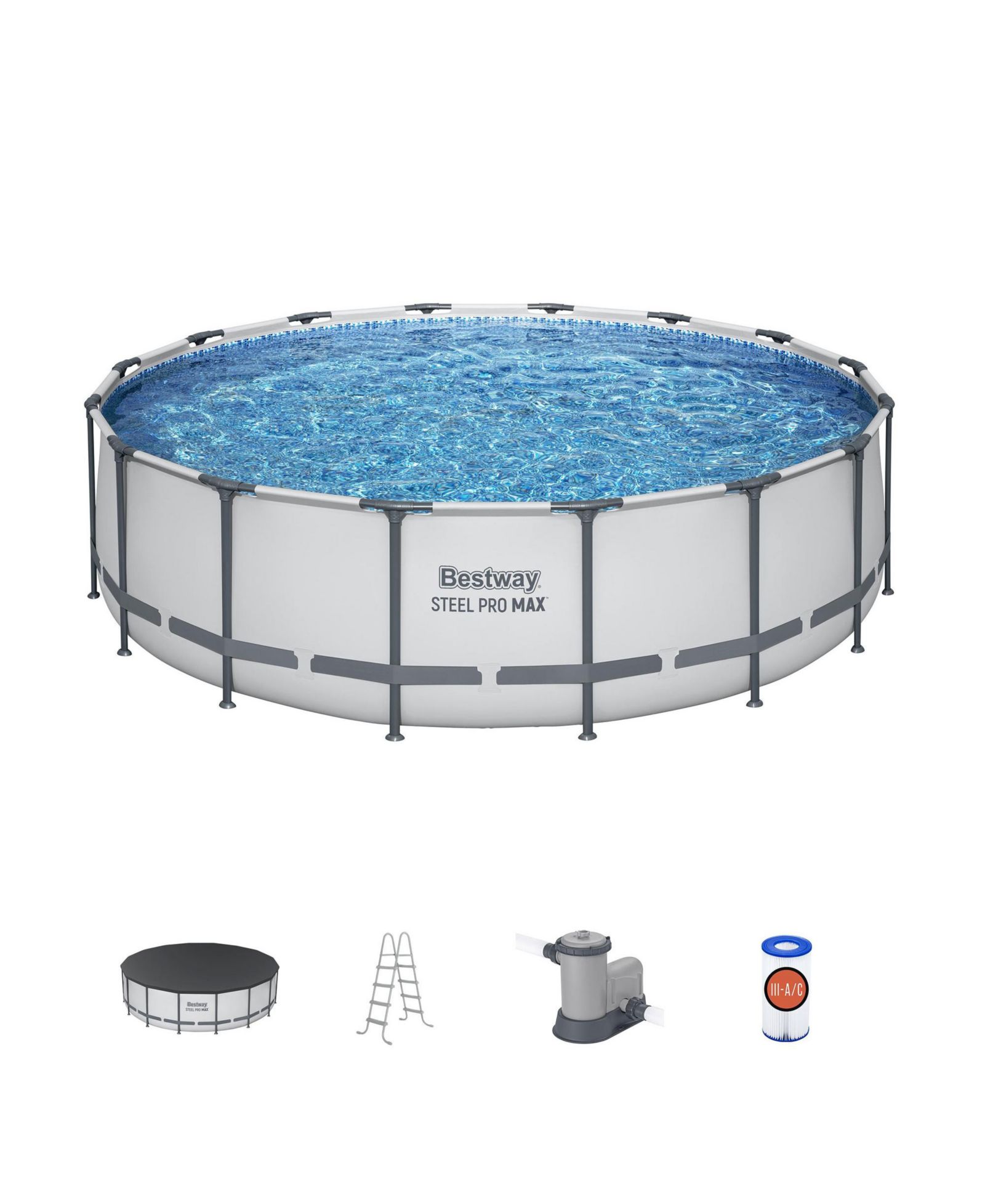 Bestway Steel Pro MAX 16'x48" Round Above Ground Swimming Pool with Pump and Cover