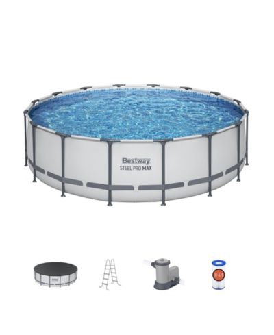Bestway Steel Pro MAX круглый уличный бассейн с насосом и покрывалом