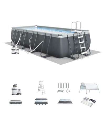 Бассейн Intex Ultra XTR Frame 24' x 12' x 52" с защитным навесом от солнца