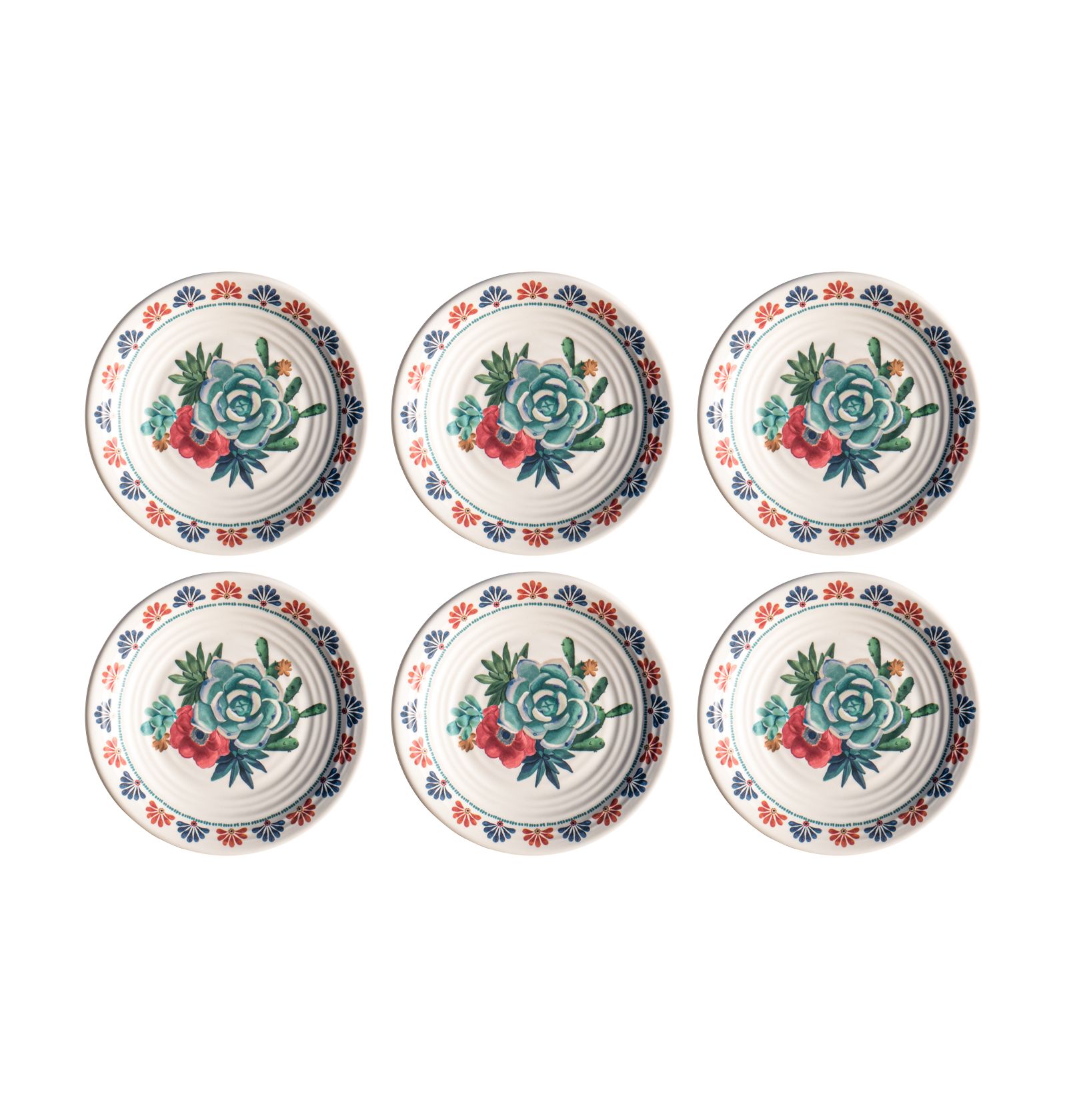 Тарелки для салата Abode Homewares Desert Succulent, набор на 6 персон
