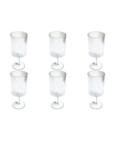 Abode Homewares Stax Optic Twist Goblet Glasses, Set of 6