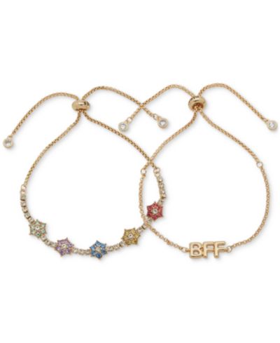 Комплект браслетов Clueless Gold-Tone 2-Pc. Set BFF & Multicolor Crystal Flower Slider