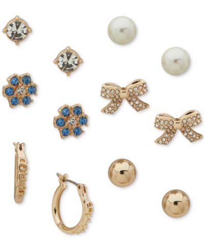 Clueless Gold-Tone 6-Pc. Set Mixed Stone Stud & Hoop Earrings