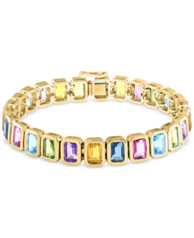Браслет EFFY Multi-Gemstone Flex в 14k Yellow Gold-Plated Sterling Silver (25-1/2 ct. t.w.)