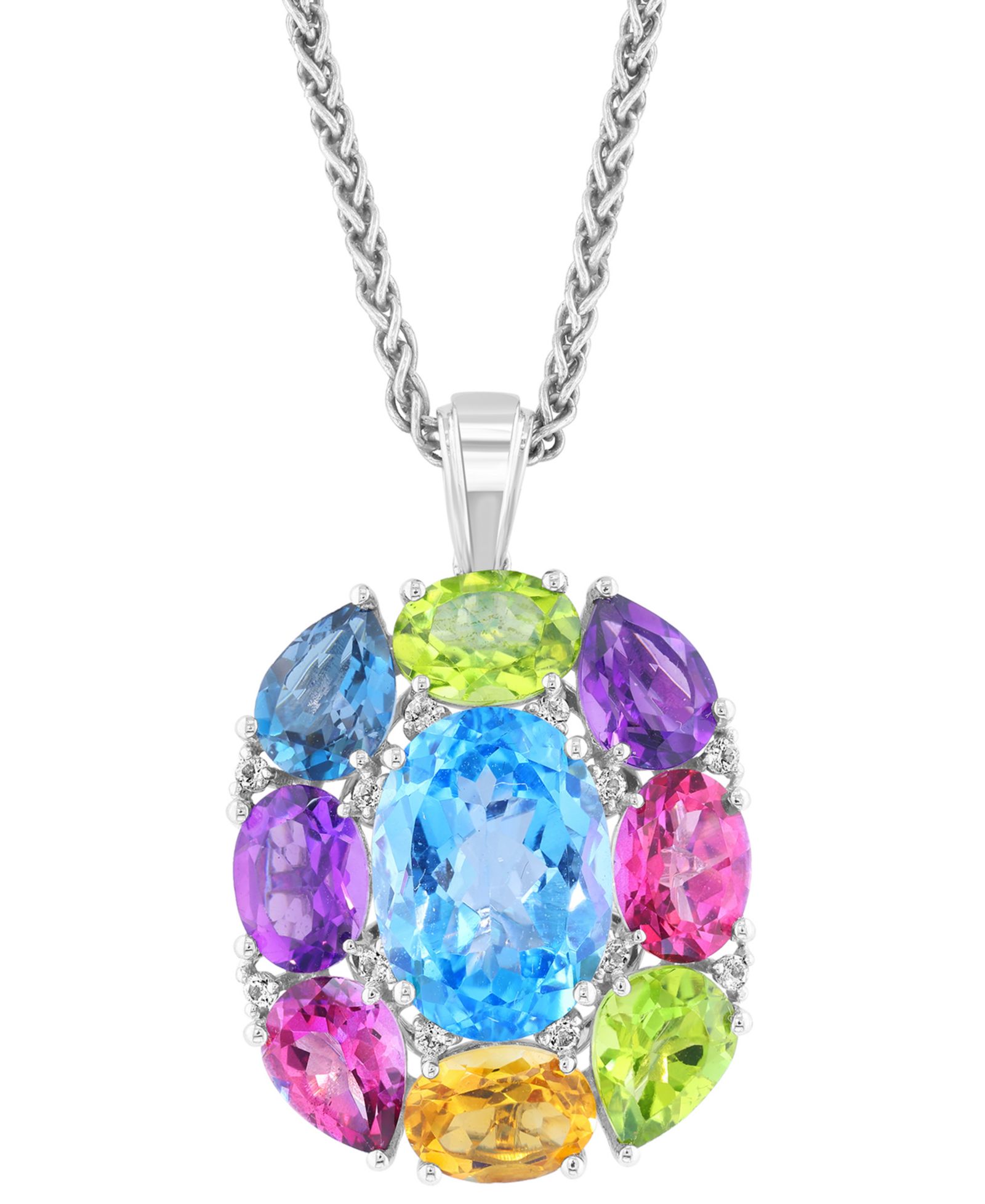 EFFY® Multi-Gemstone 18" Pendant Necklace (17-3/4 ct. t.w.) in Sterling Silver