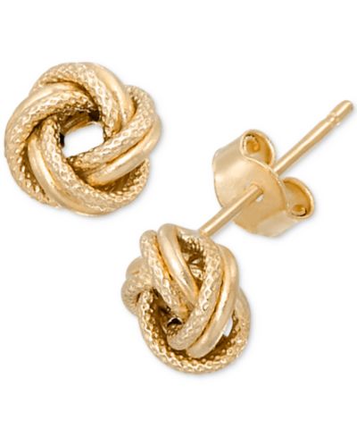 Серьги-гвоздики Polished & Textured Love Knot из золота 10k