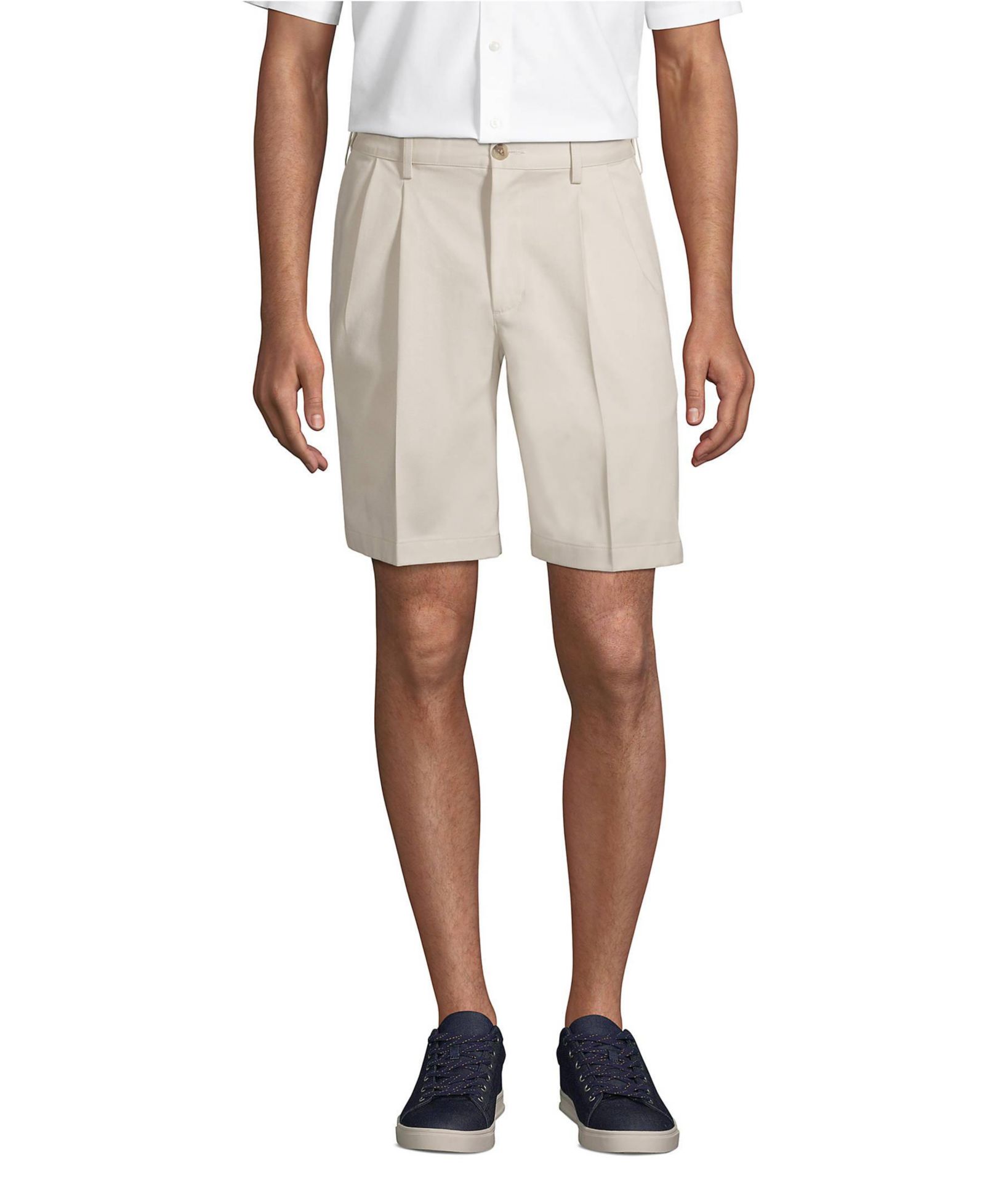 Мужские чинос-шорты Lands' End No Iron 9" Comfort Waist Pleated Front
