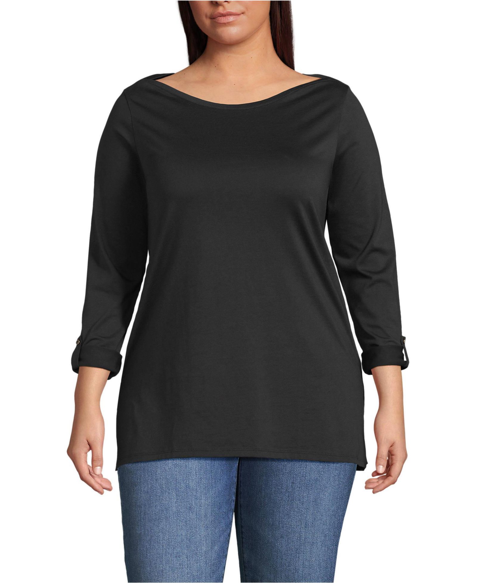 Женская туника Lands' End Plus Size Supima Cotton 3/4 Sleeve Boatneck