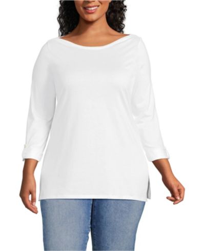 Женская туника Lands' End Plus Size Supima Cotton 3/4 Sleeve Boatneck
