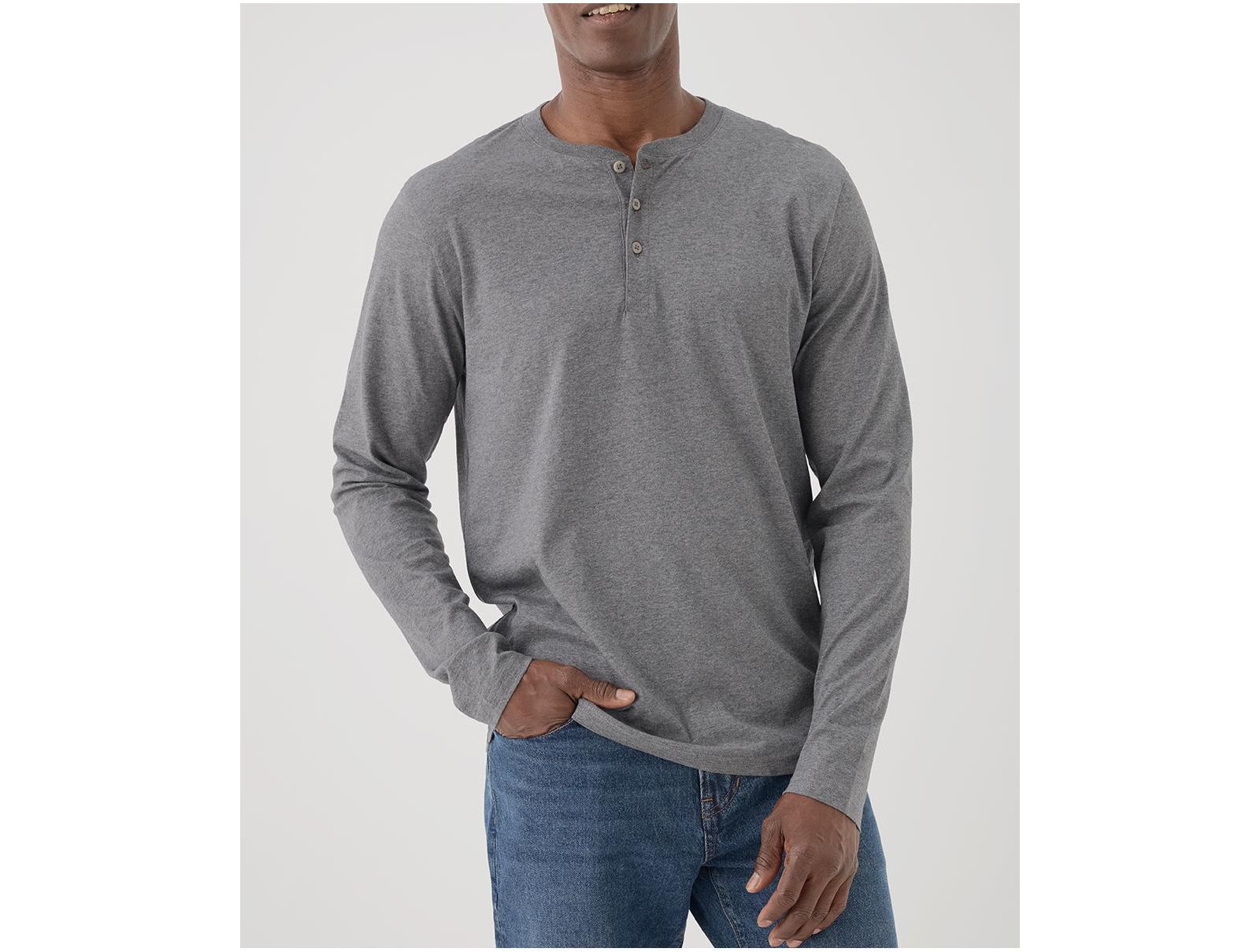 Pact Men's Organic Cotton Softspun Long Sleeve Henley