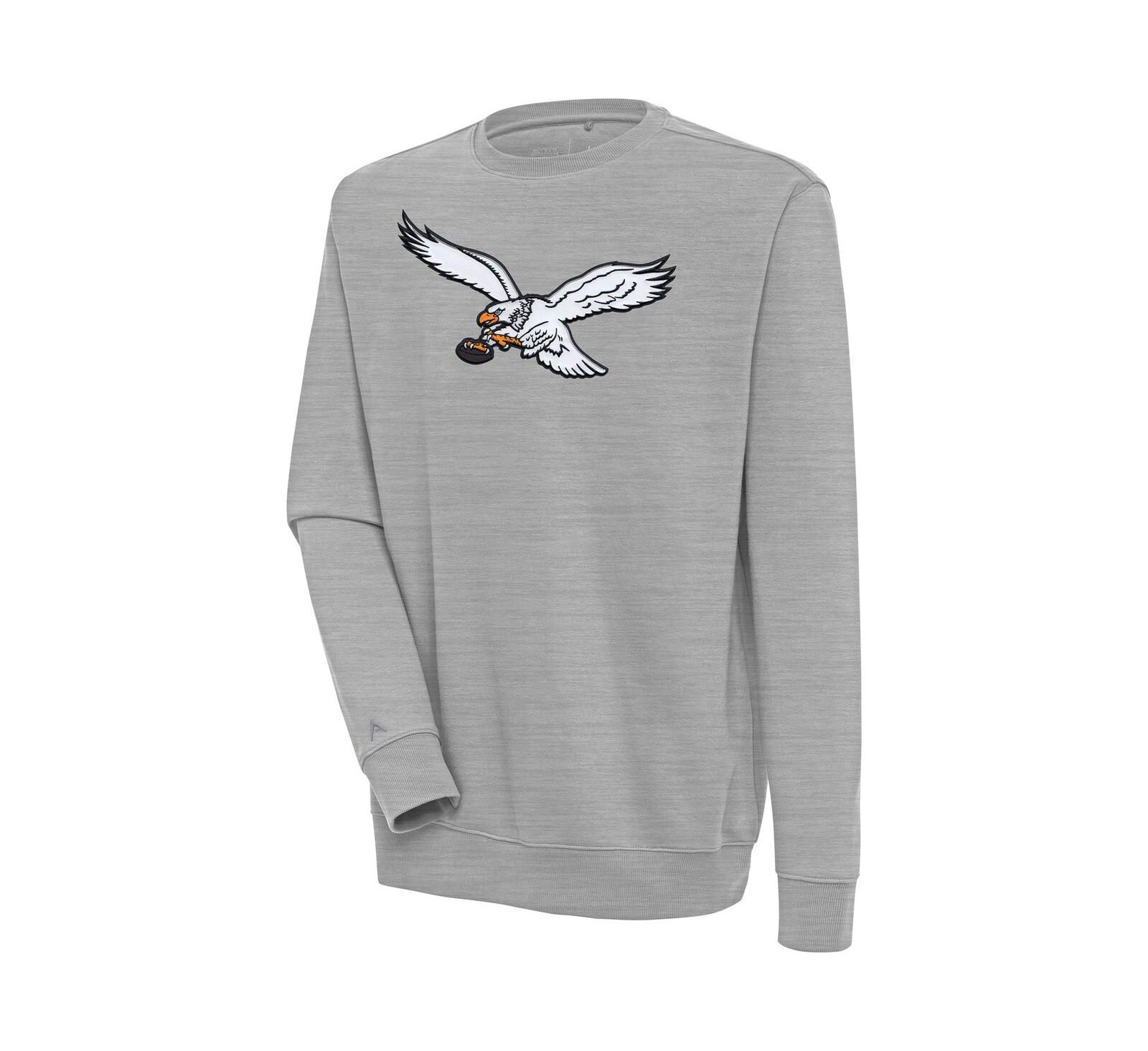 Мужское свитшот Antigua Philadelphia Eagles Throwback Logo Victory Heather Gray