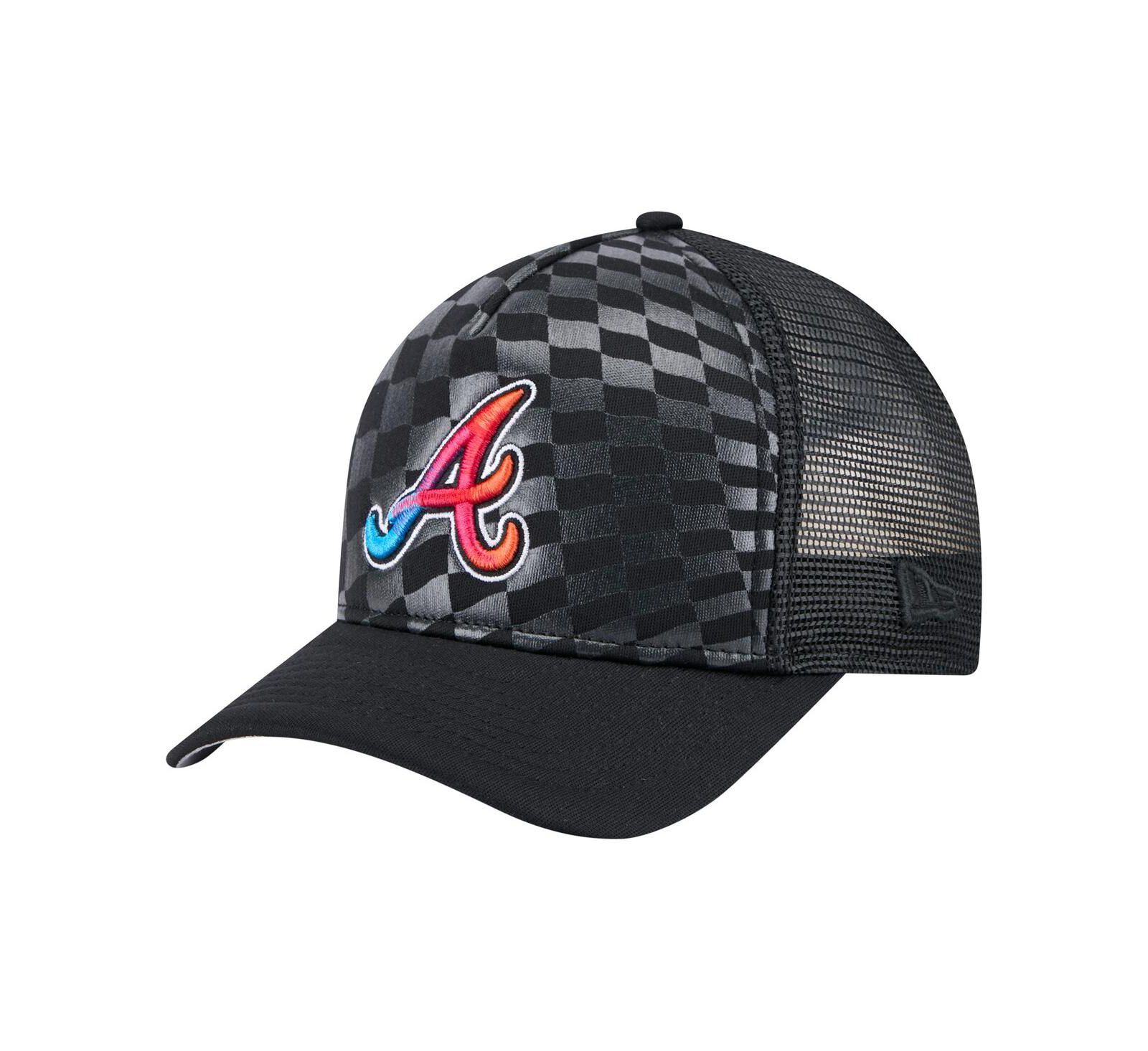 Мужская кепка New Era Black Atlanta Braves Gradient 9FORTY A-Frame M-Crown Trucker Adjustable