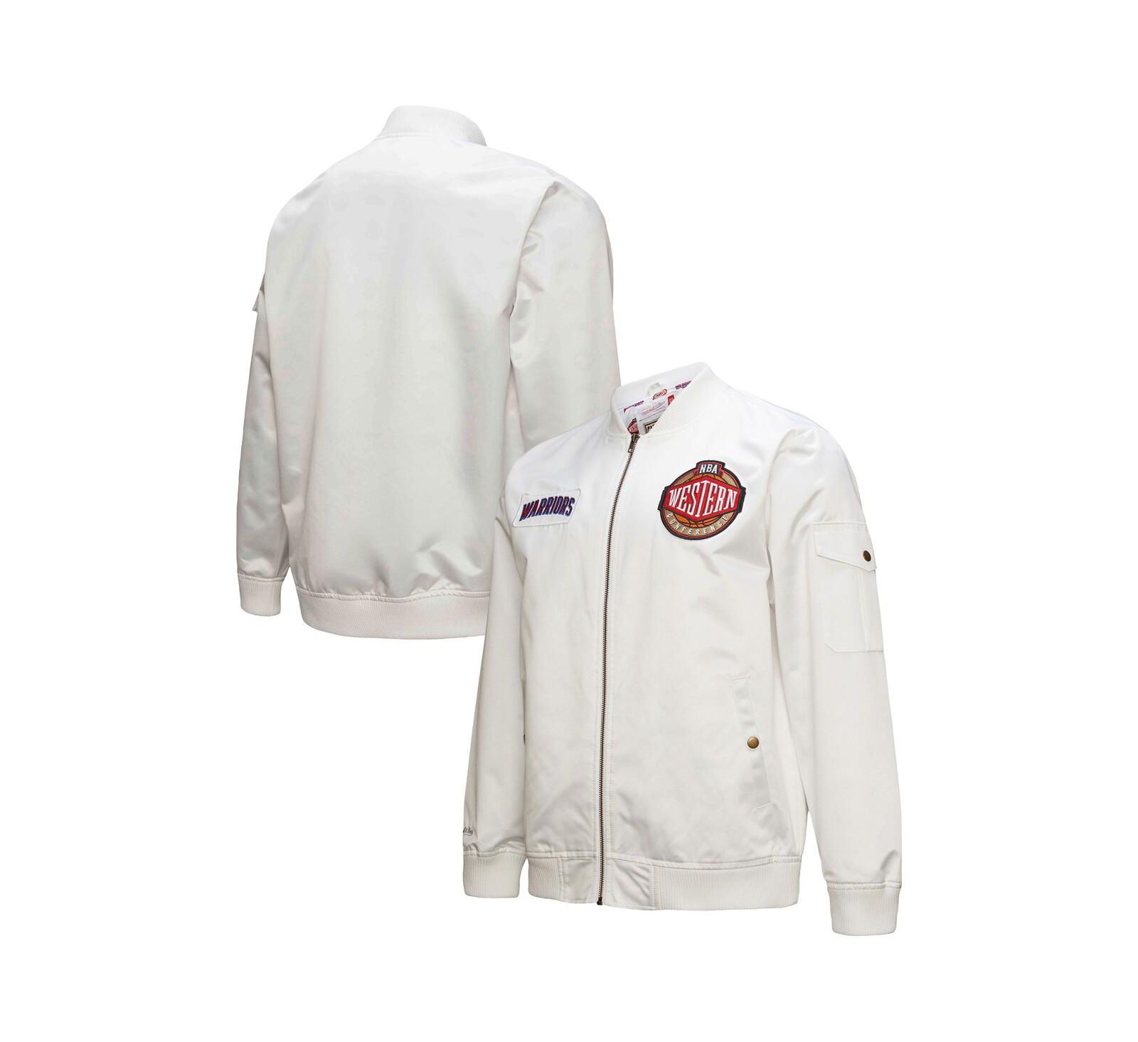 Мужская куртка Mitchell & Ness White Golden State Warriors Hardwood Classics Nights Satin Full-Zip