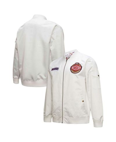 Мужская куртка Mitchell & Ness White Golden State Warriors Hardwood Classics Nights Satin Full-Zip