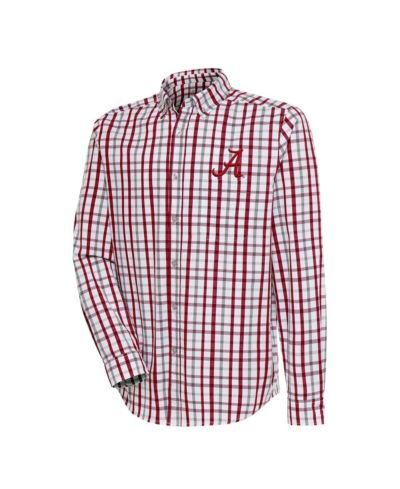 Antigua Men's Crimson/Gray Alabama Crimson Tide Tending 2 Button-Down Long Sleeve Shirt