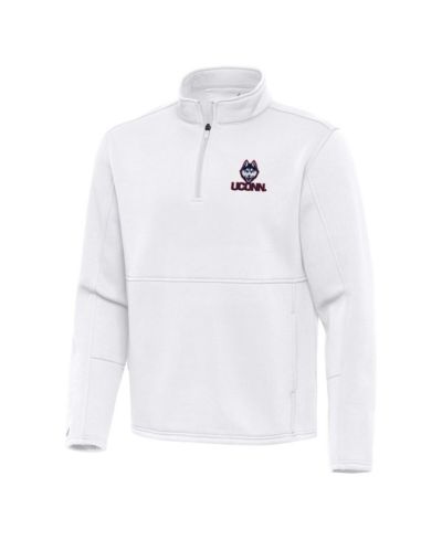 Мужская куртка Antigua White UConn Huskies Twist Quarter-Zip Pullover Jacket