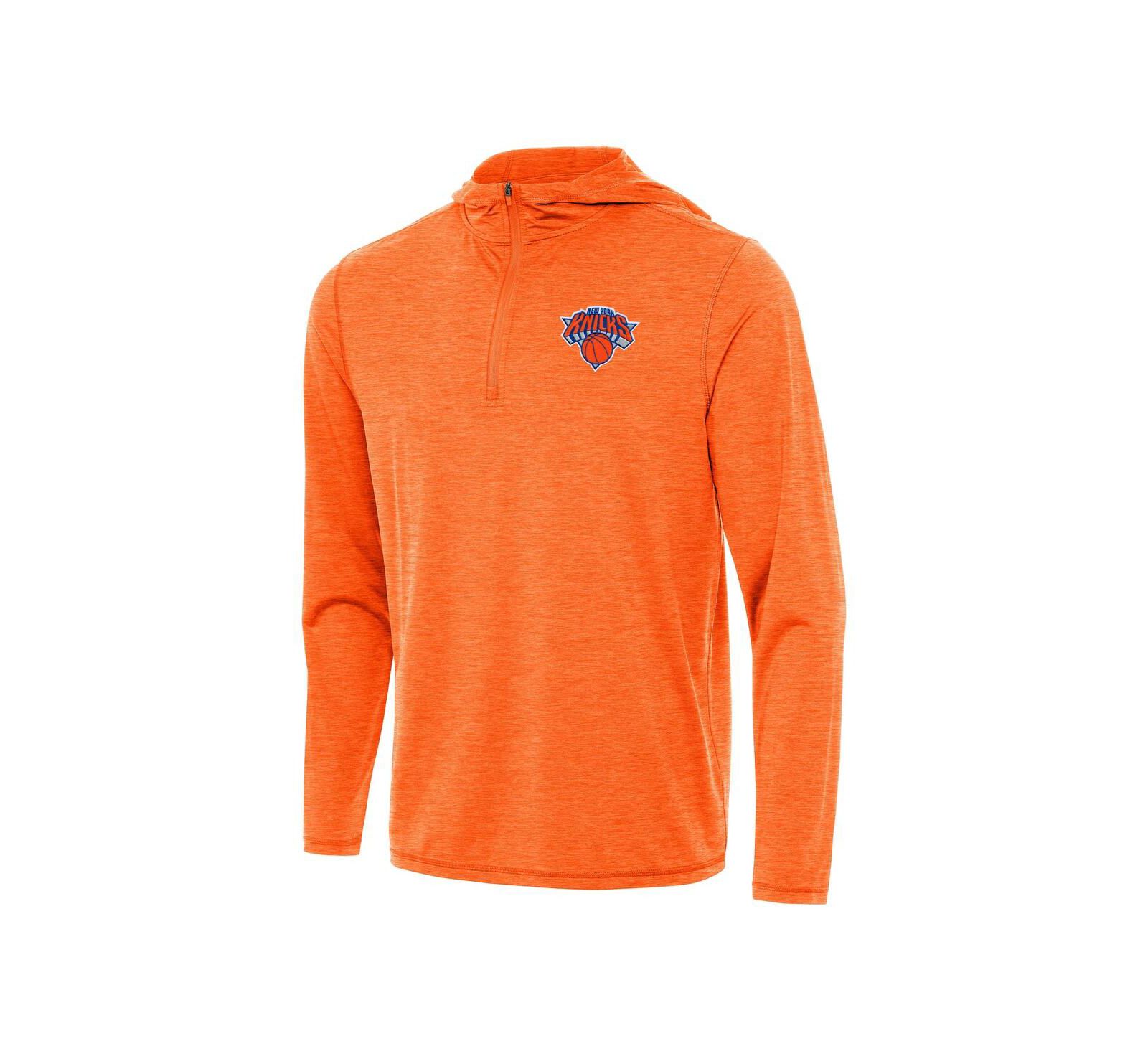 Мужское худи Antigua Heather Orange New York Knicks Tidy Quarter-Zip