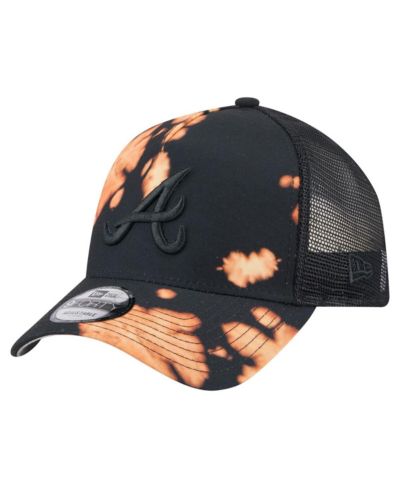 Мужская регулируемая кепка New Era Black Atlanta Braves Bleached A-Frame 9FORTY