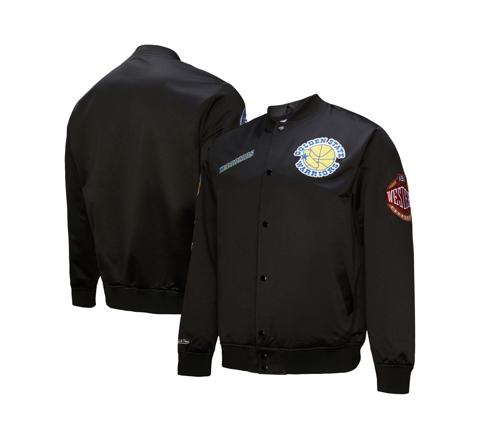 Мужская атласная куртка Mitchell & Ness Golden State Warriors Blackout Collection