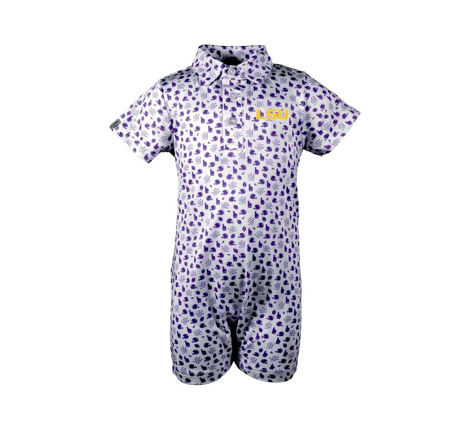 Ромпер Garb для новорожденных мальчиков и девочек белый LSU Tigers Earnest Polo