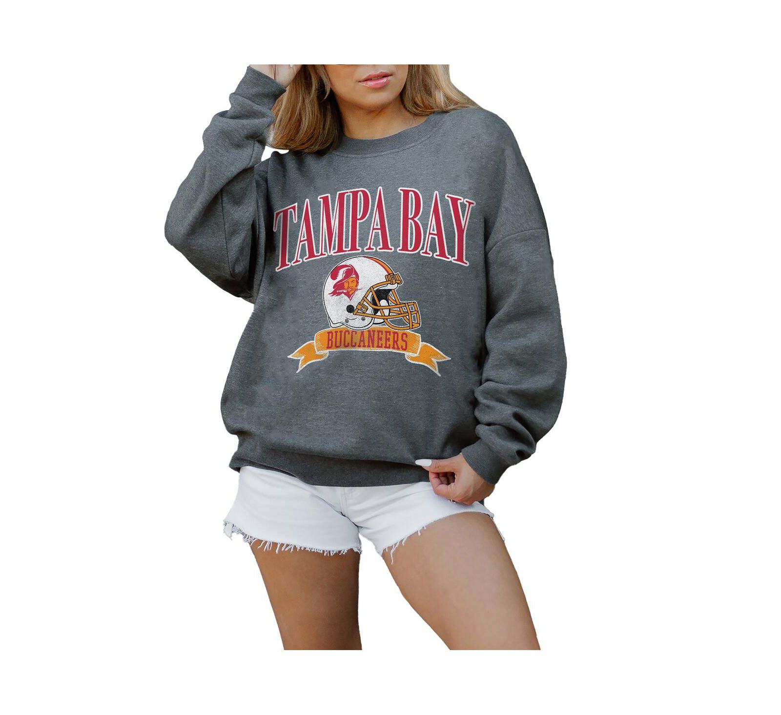 Gameday Couture Women's Charcoal Tampa Bay Buccaneers Seal The Deal Premium Fleece Drop Shoulder Pullover Sweatshirt