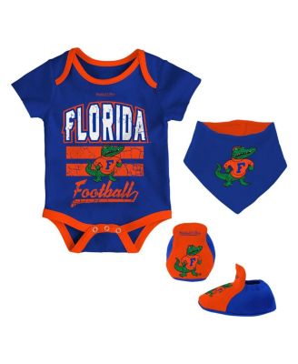 Mitchell & Ness Baby Boys and Girls Royal Florida Gators Bodysuit, Bib and Bootie, Set of 3
