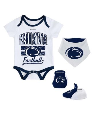 Mitchell & Ness Baby Boys and Girls White Penn State Nittany Lions Bodysuit, Bib and Bootie, Set of 3