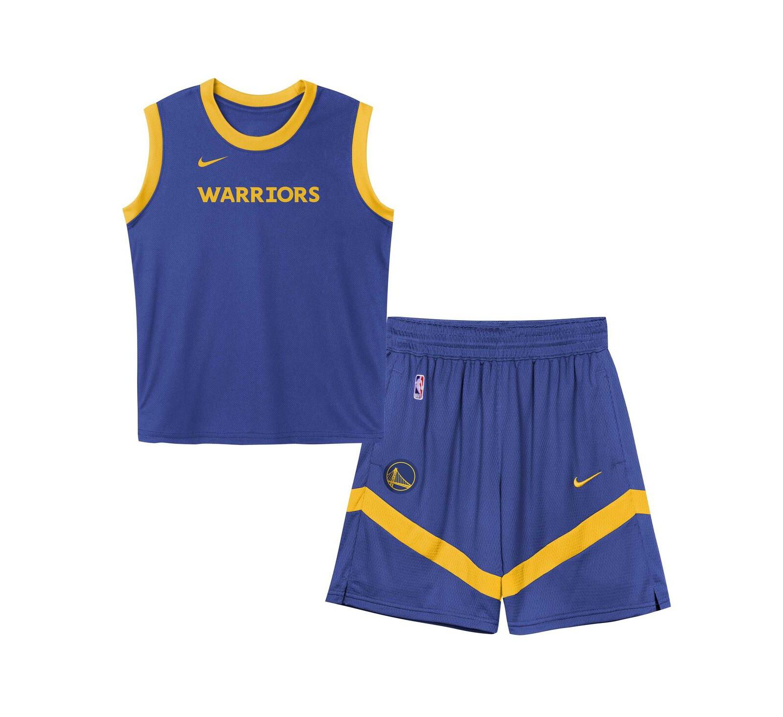 Комплект Nike для малышей: сет майки-сетки и шорт, синий/золотой Golden State Warriors