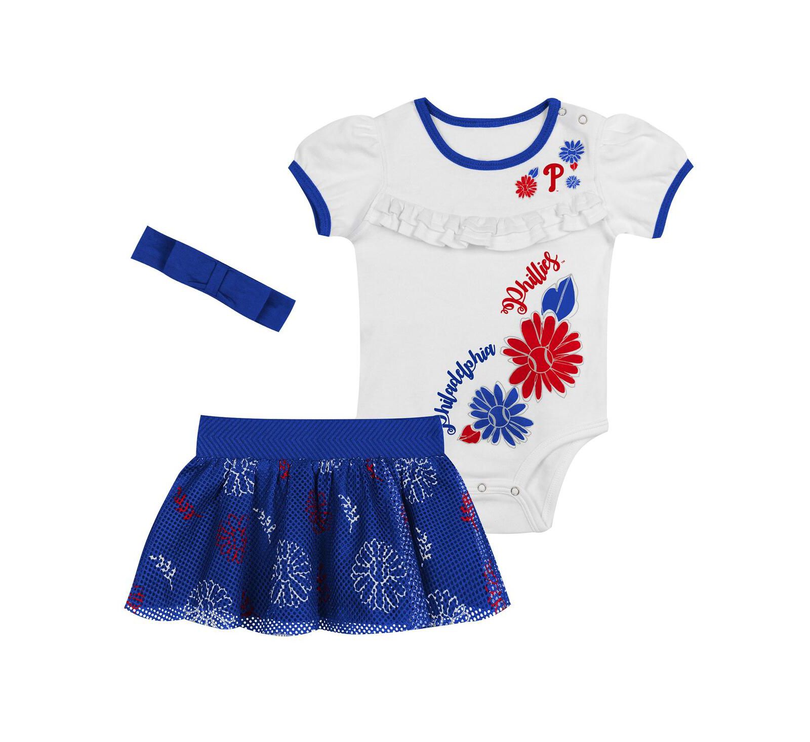 Набор из 3 предметов Outerstuff White Philadelphia Phillies Sweet Catcher для детей (юбка и повязка на голову)