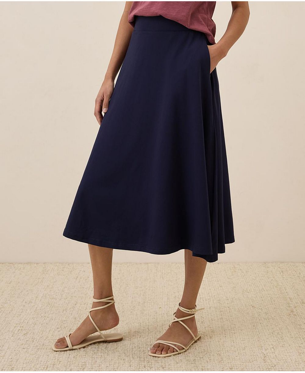 Pact Women's Organic Cotton Fit & Flare Midi Skirt