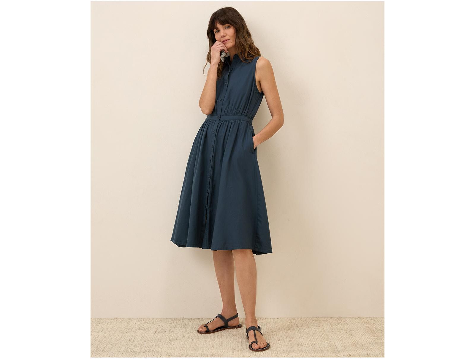Pact Women's Organic Cotton Sunset Lightweight Cotton Sleeveless Shirtdress