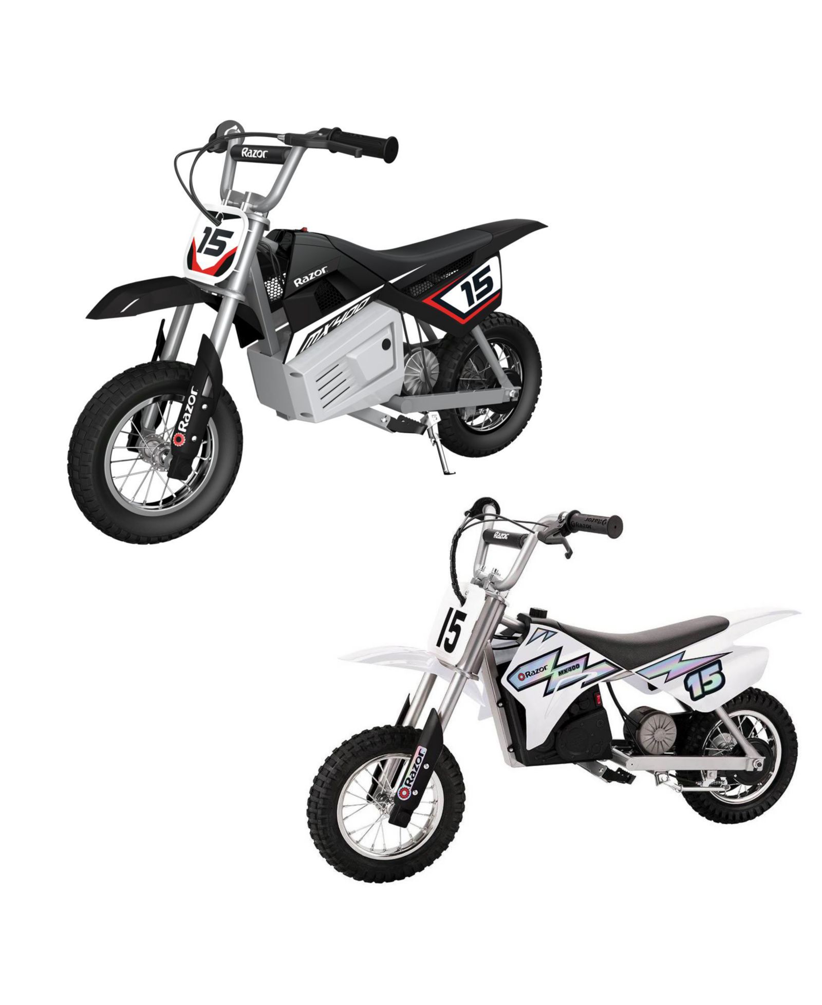 Электрический мотоцикл Razor MX400 Dirt Rocket, 1 черный и 1 белый