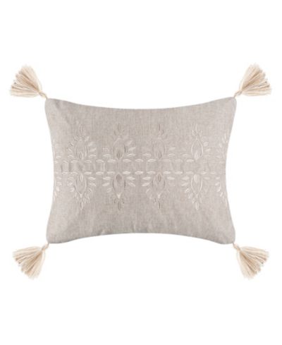 Levtex Kamira Embroidered Tassel Decorative Pillow, 18" x 14"