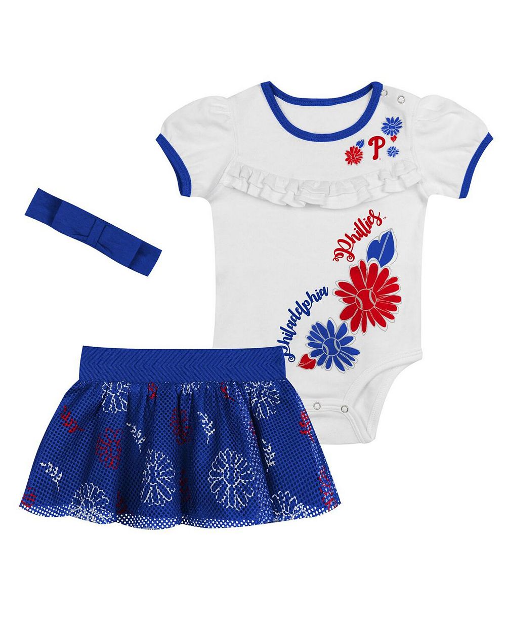 Комплект Outerstuff для новорожденных (боди, повязка, юбка) Philadelphia Phillies White/Royal