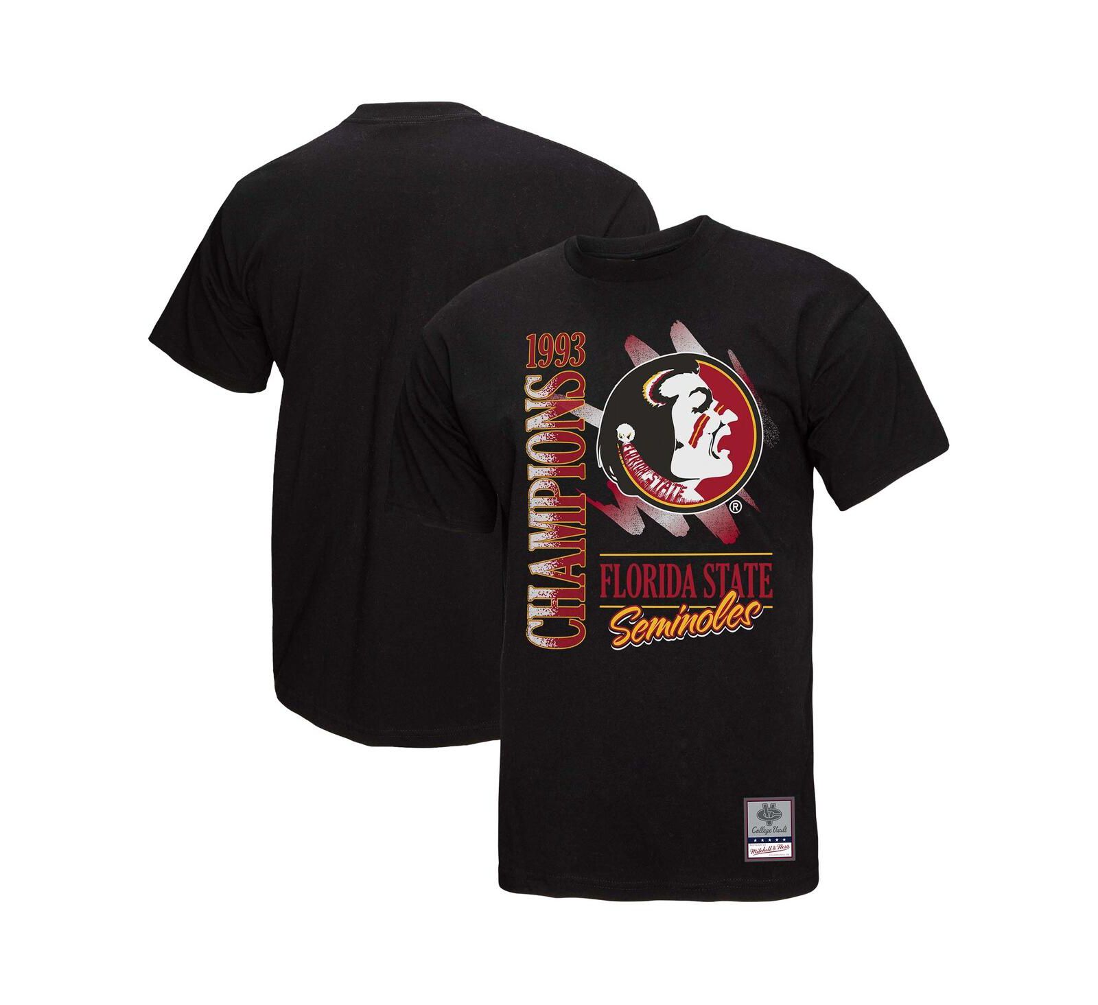 Футболка Mitchell & Ness Men's Black Florida State Seminoles Retro Brush Mineral Wash